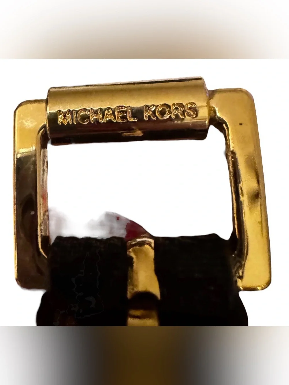 Michael Kors size XL Brown logo Belt shiny gold buckle classic 1 inch wide